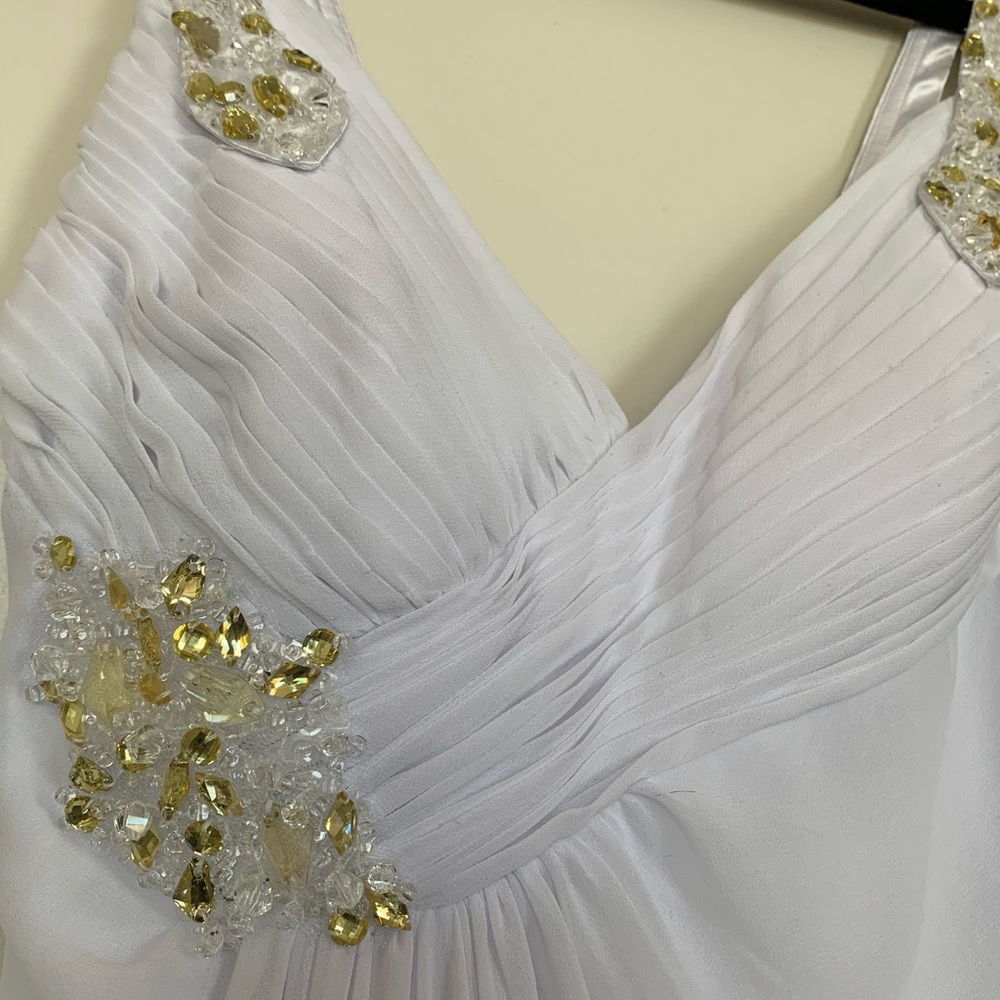 White and gold long dress